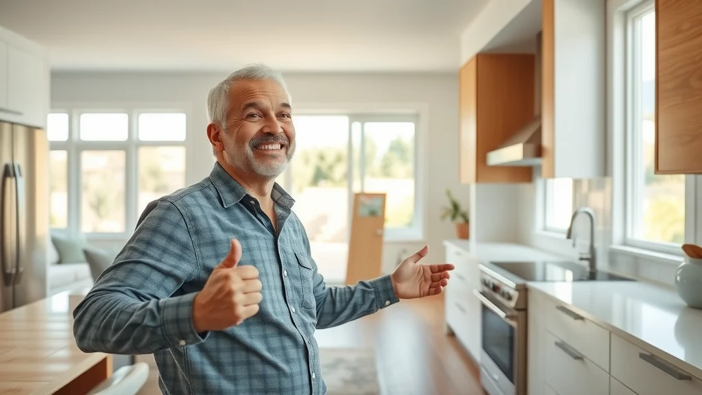 Modern California kitchen renovation with smiling homeowner, marble countertops, sleek appliances, natural light – cost of my kitchen renovation in San Francisco Bay Area