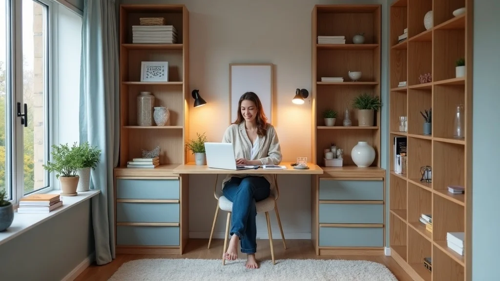 Modern space-saving home office integrated into a multi-use room in a Bay Area property, highlighting innovative home remodel design ideas