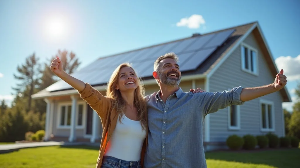 Energy-efficient home with solar panels and brand new siding during renovation